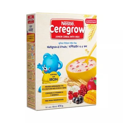 Nestle Ceregrow 5 Fruits Junior Cereal With Milk 5+Y
