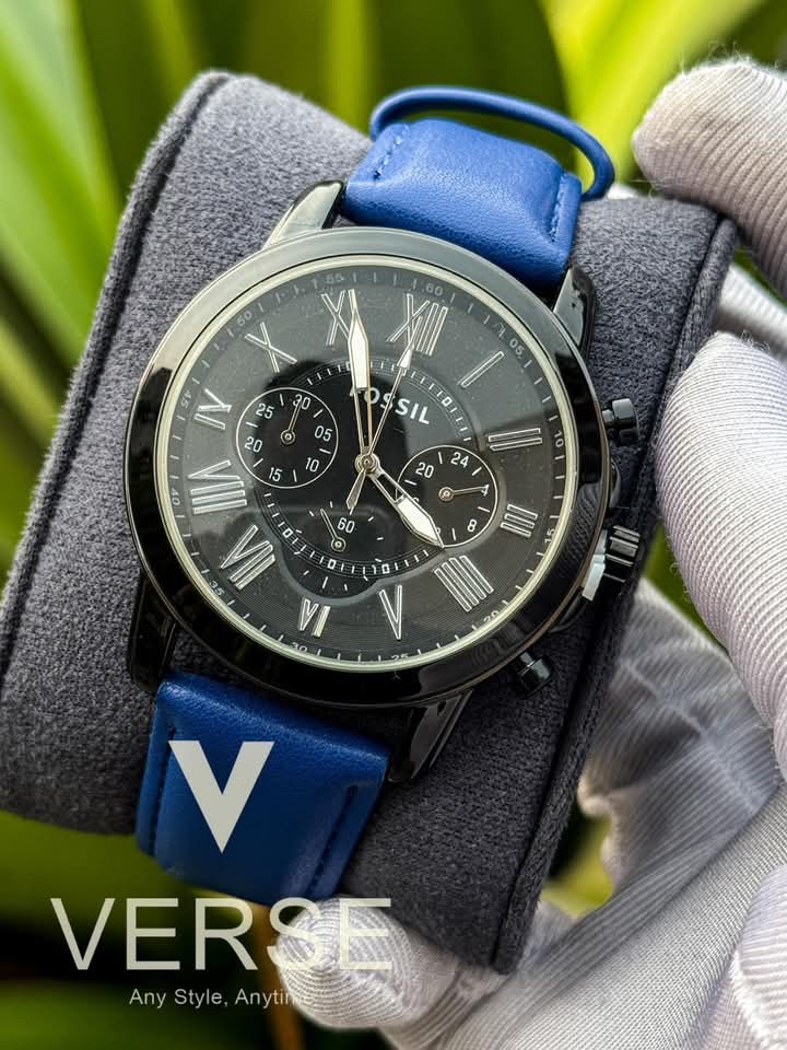 Fossil Q blue belt black case black dial