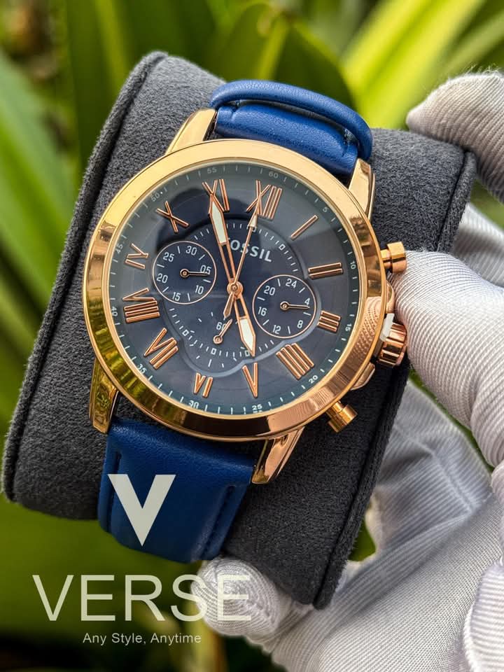 Fossil Q Blue belt rose gold case blue dial