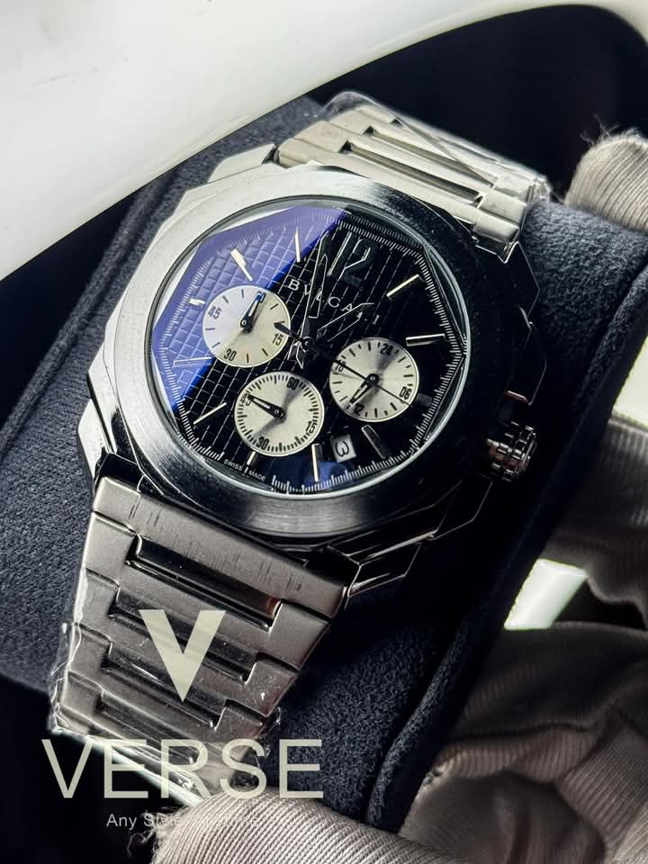 Bvlgari chain black waffle dial white sub