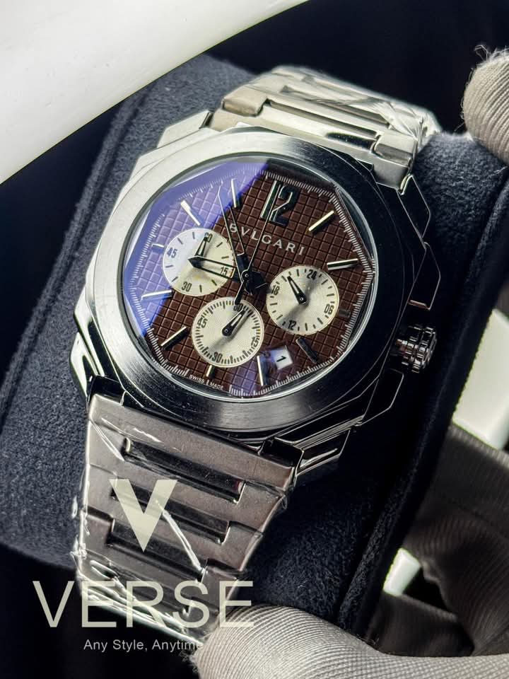 Bvlgari chain brown waffle dial white sub