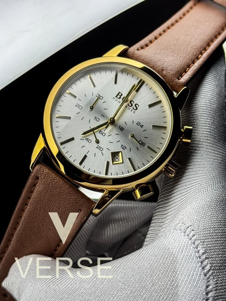 Boss belt three crhono brown belt golden case