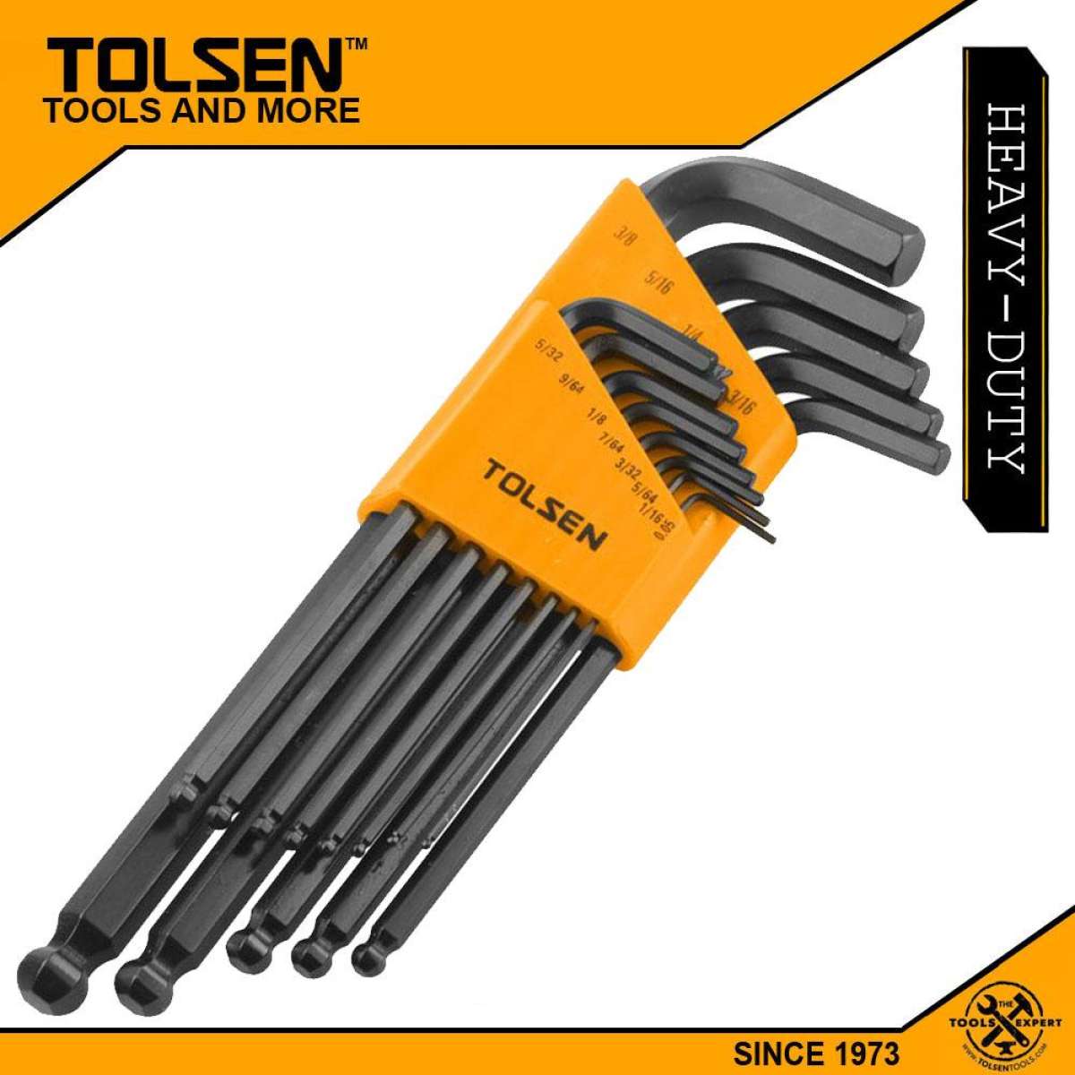 TOLSEN 13pcs Ball Point Long Arm Allen Hex Key Set (Inches) Black Finish Model 20090_img_1