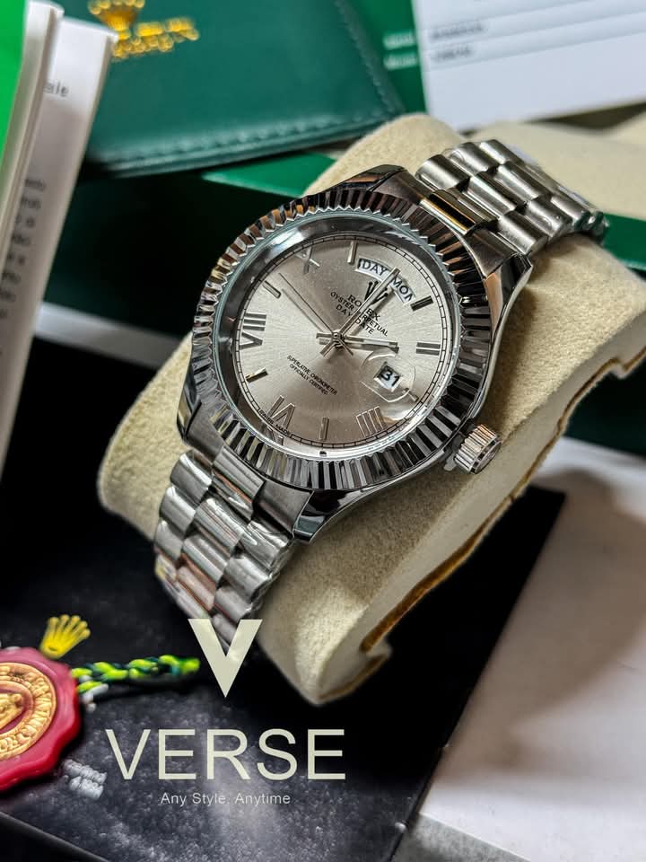 Rolex day date silver dial grey