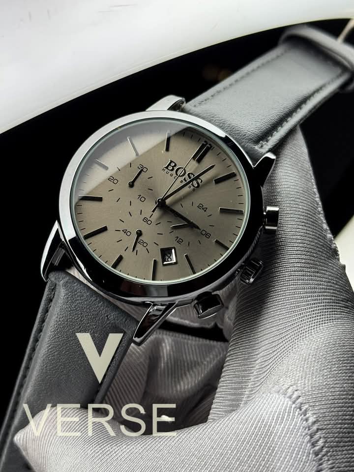 Boss belt three crhono grey belt silver case grey dial