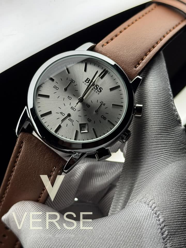 Boss belt three crhono brown belt silver case