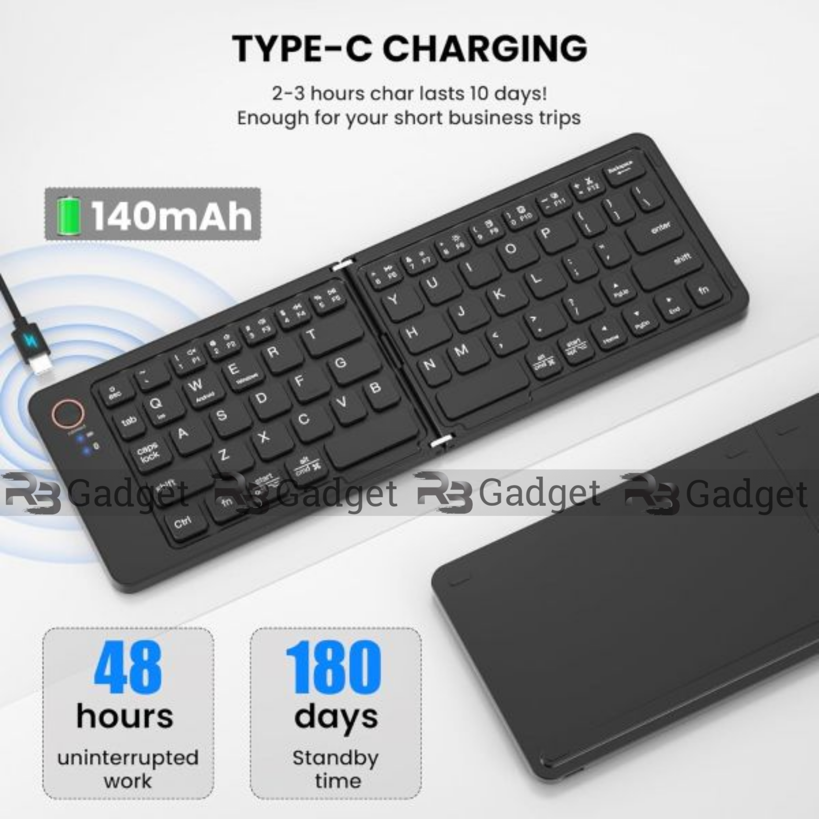 GearUP B023 Rechargeable Ultra Slim Folding Pocket Bluetooth Keyboard_img_0