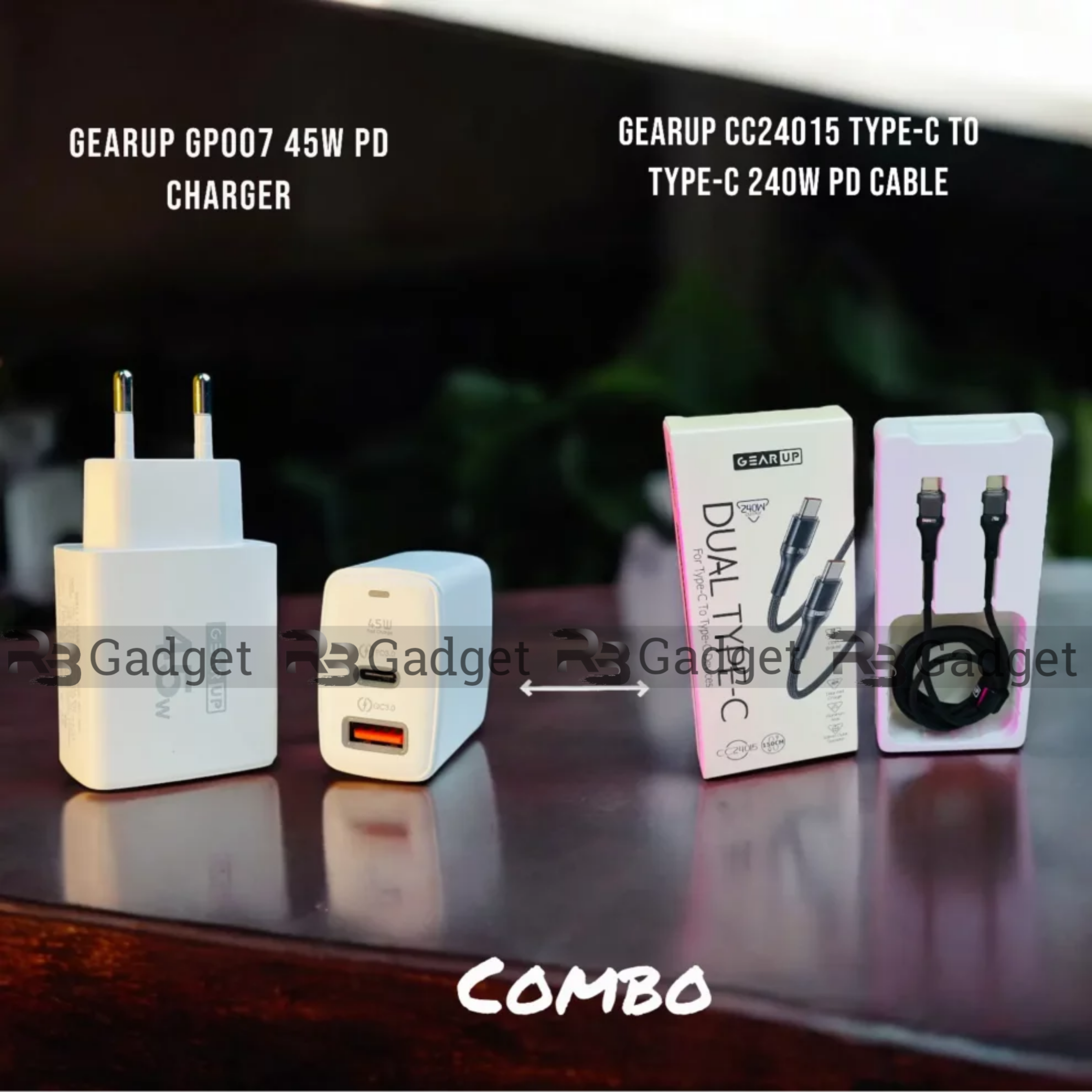 GearUP GP007 45W Fast PD Charger & GearUP CC24015 Type-C to Type-C 240W PD cable Combo_img_0