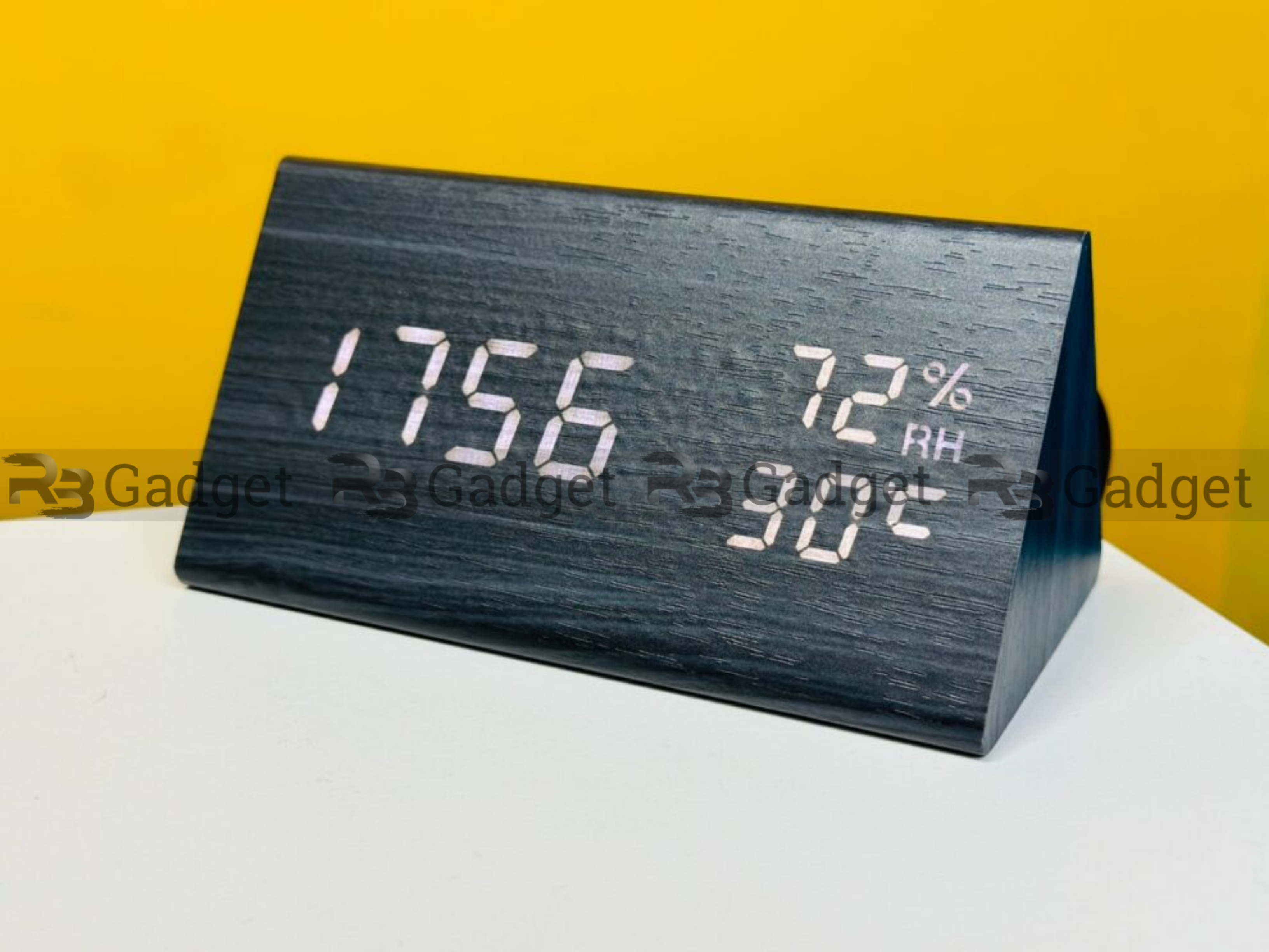 Triangle Wooden Style Digital LED Clock_img_2