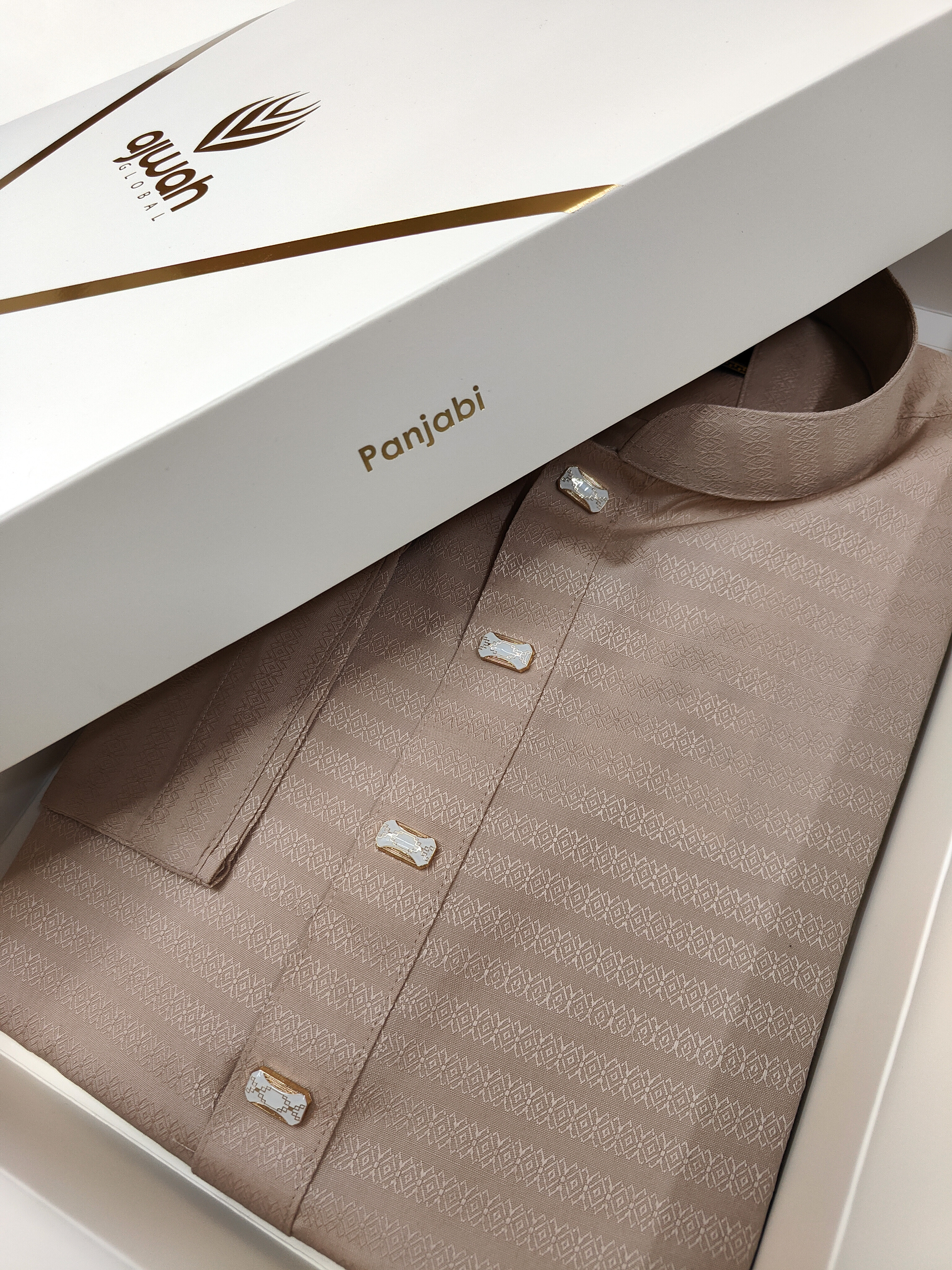 Ajwah Premium Beige Textured Panjabi_img_0
