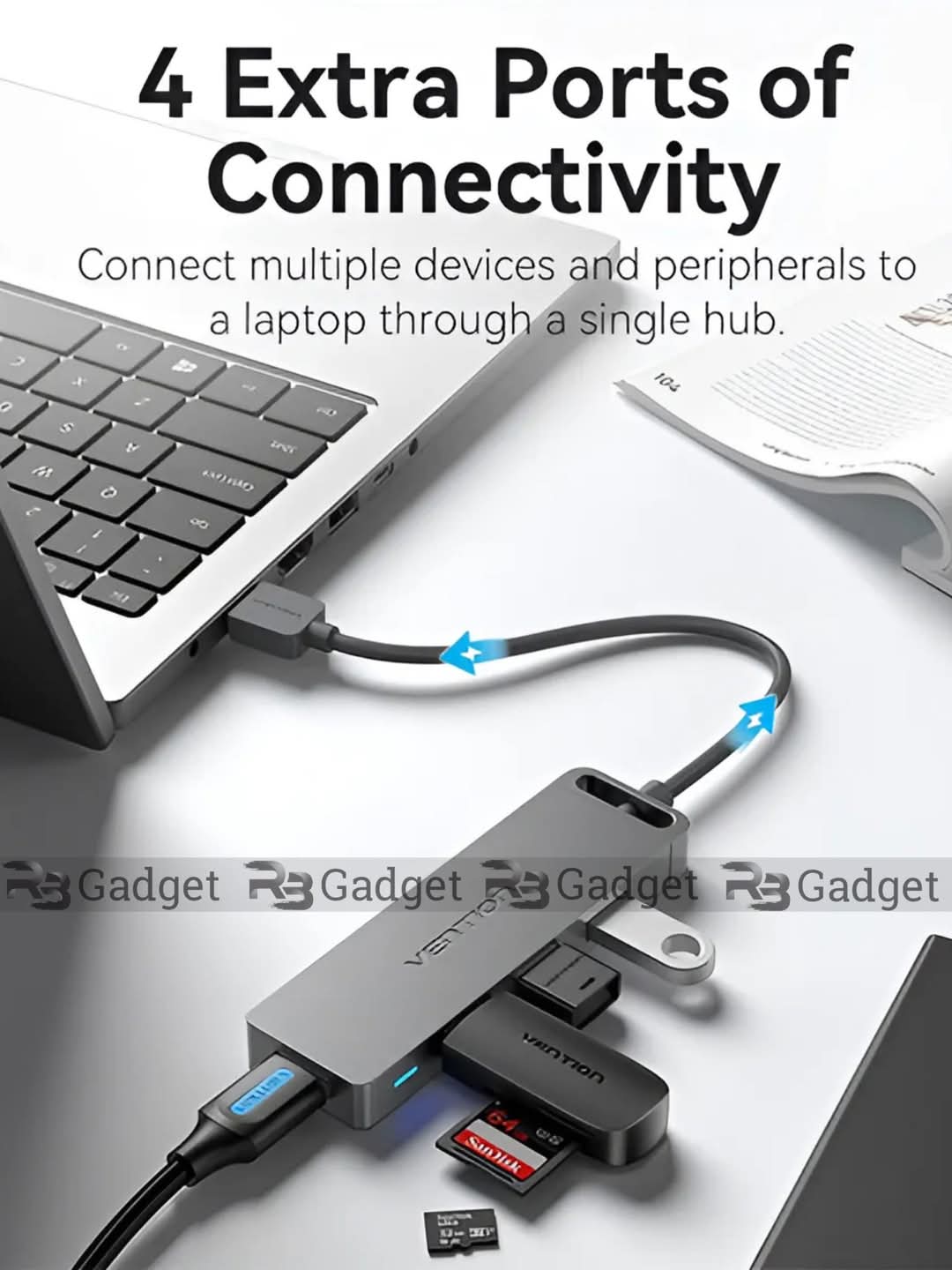 Vention CHLBD 4-Port USB 3.0 Hub with Power Supply_img_1