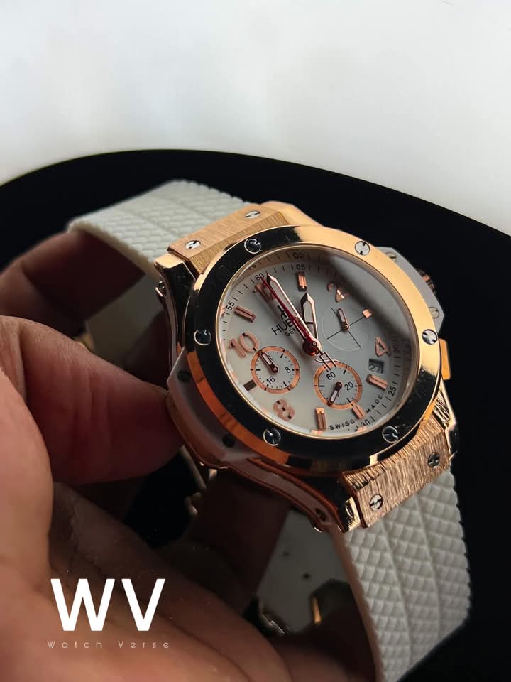Hublot BB white belt rose gold case