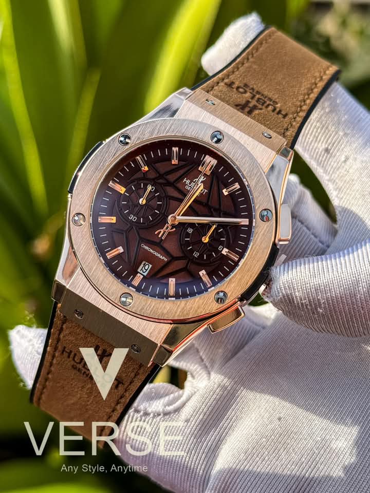 hublot belt spider brown dial rose gold case mustard belt velvet texture