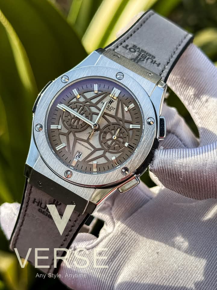 hublot belt spider grey dial silver case grey belt velvet texture