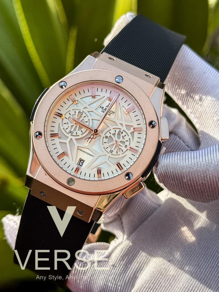 hublot belt spider white dial rose gold case black belt