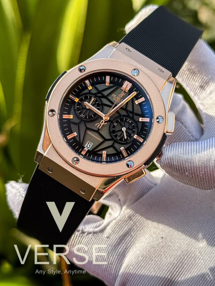 hublot belt spider black dial rose gold case black belt