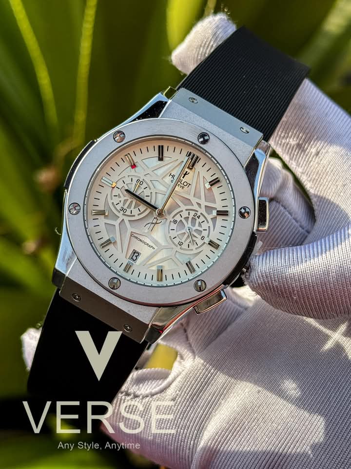 hublot belt spider white dial silver case black belt