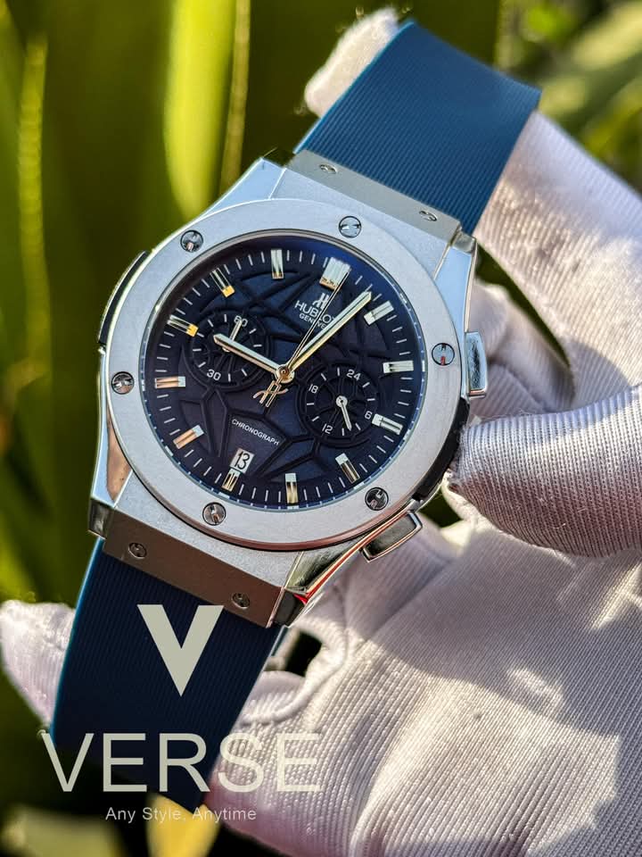 hublot belt spider blue dial silver case blue belt