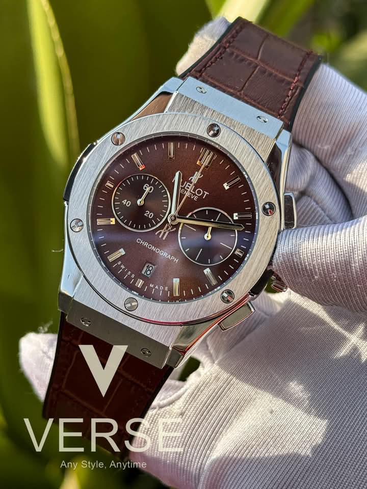 hublot classic fusion silver case brown dial brown belt