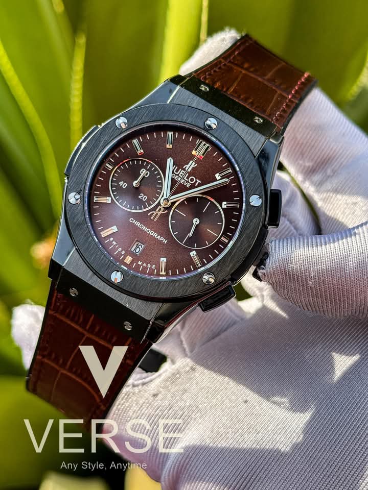hublot classic fusion black case brown dial brown belt