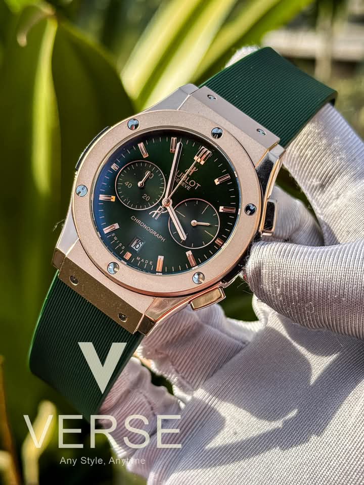 hublot classic fusion rosegold case green dial green belt