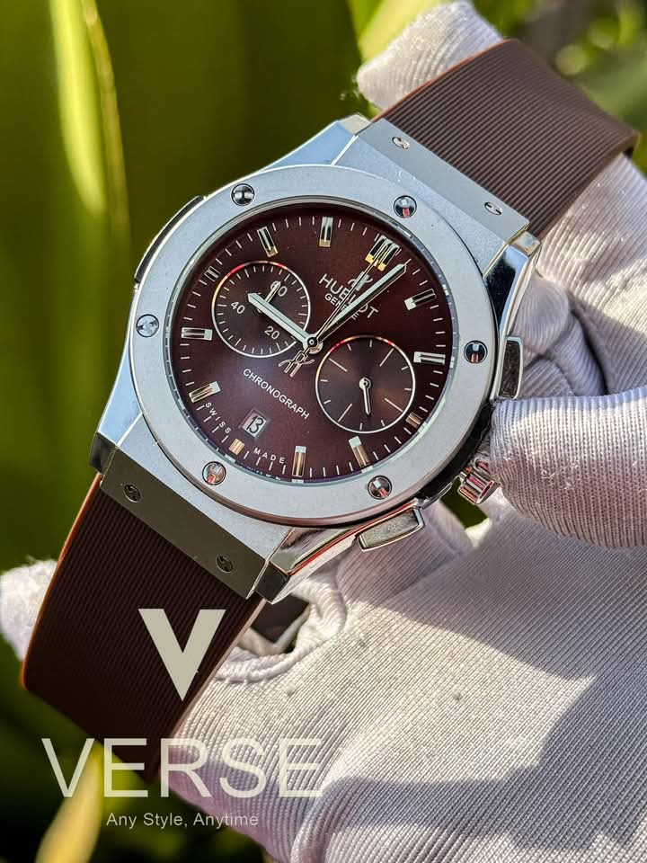 hublot classic fusion silver case brown dial brown belt