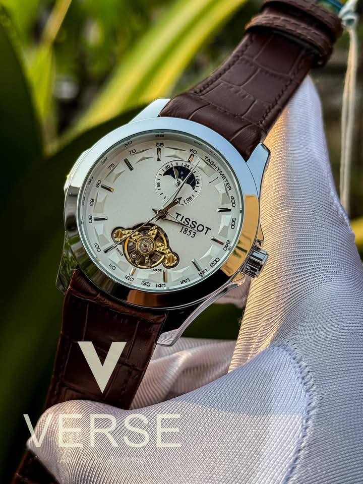 Tissot auto brown belt white dial