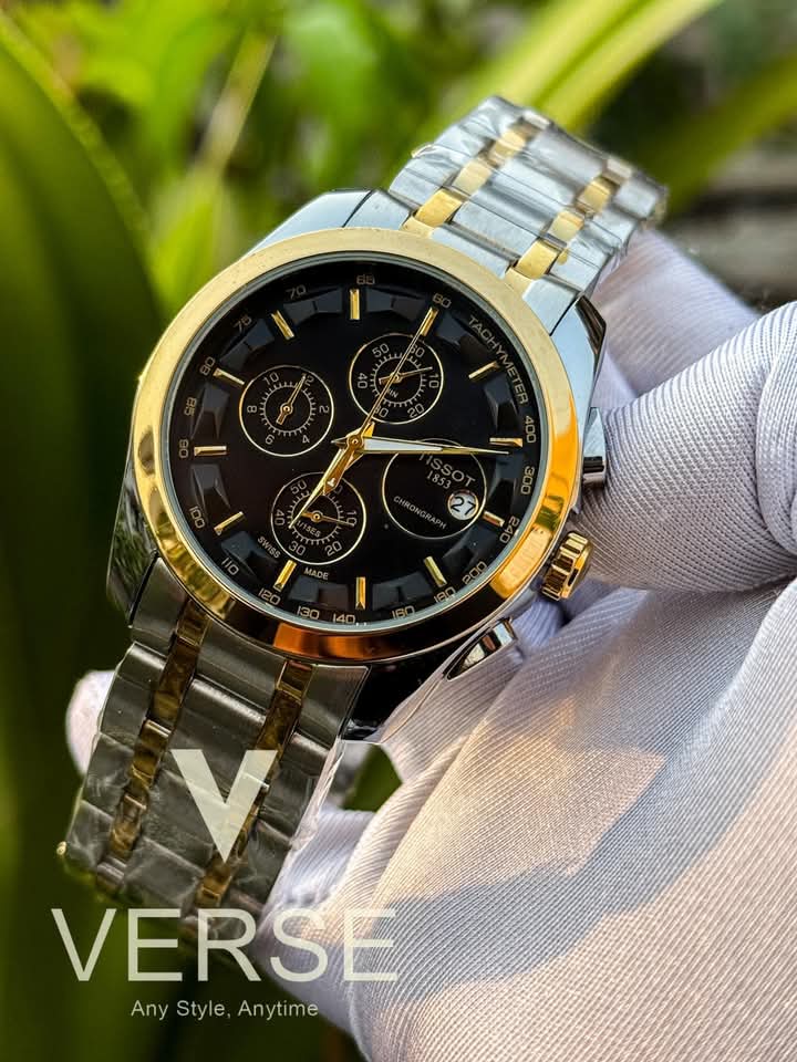 Tissot chain chrono dial two tone black dial