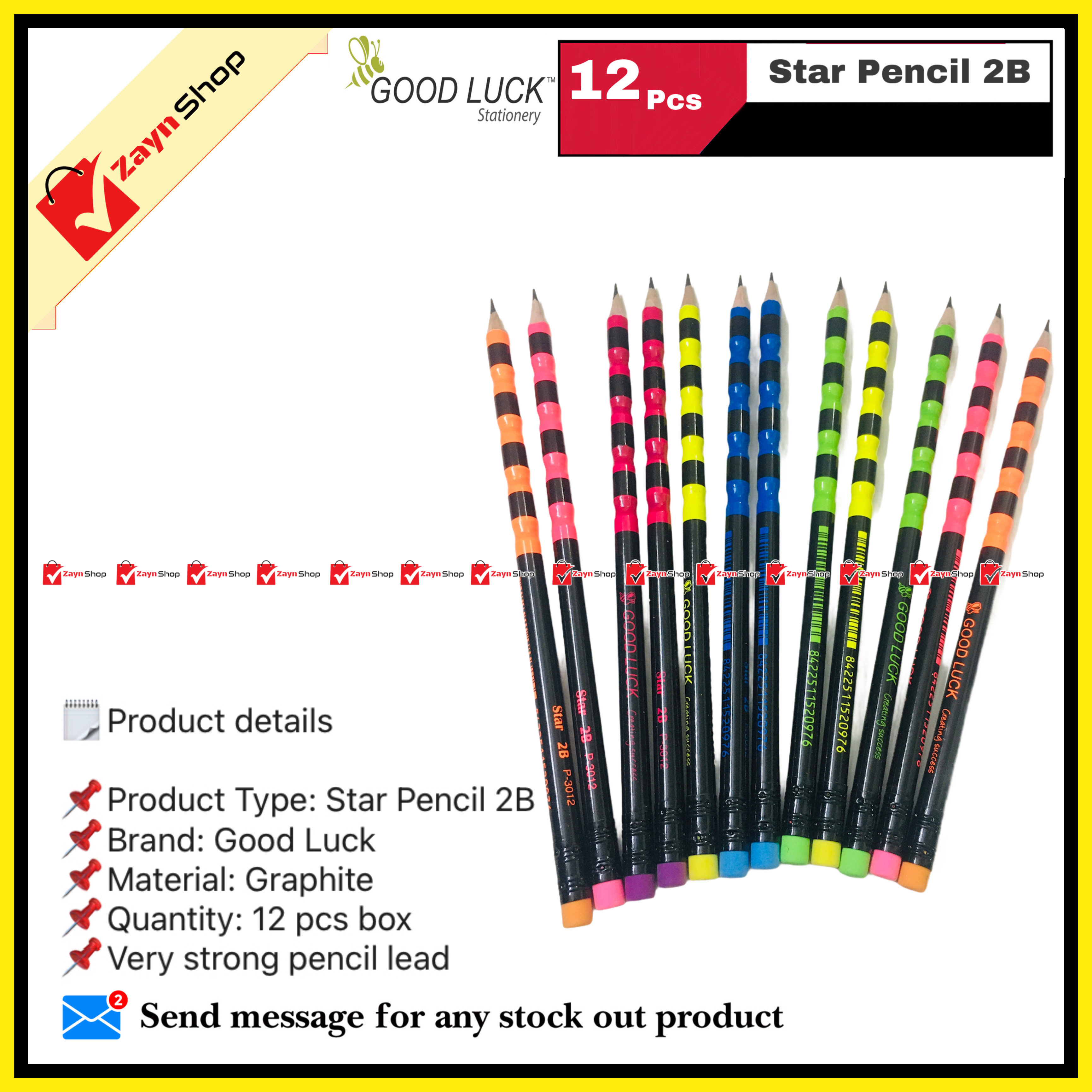 Good Luck Star Pencil 2B- Pack of 12pcs_img_1