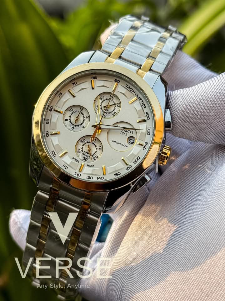Tissot chain chrono two tone white dial