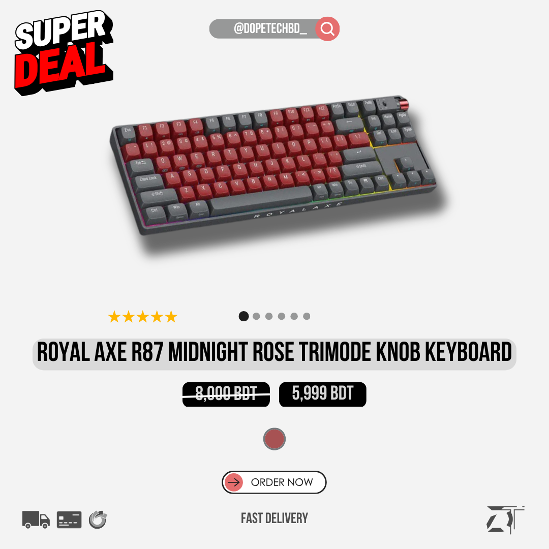 (Sold Out) Royal Axe R87 Midnight Rose Trimode Knob Keyboard - TTC Gold Pink V2 Switch_img_0