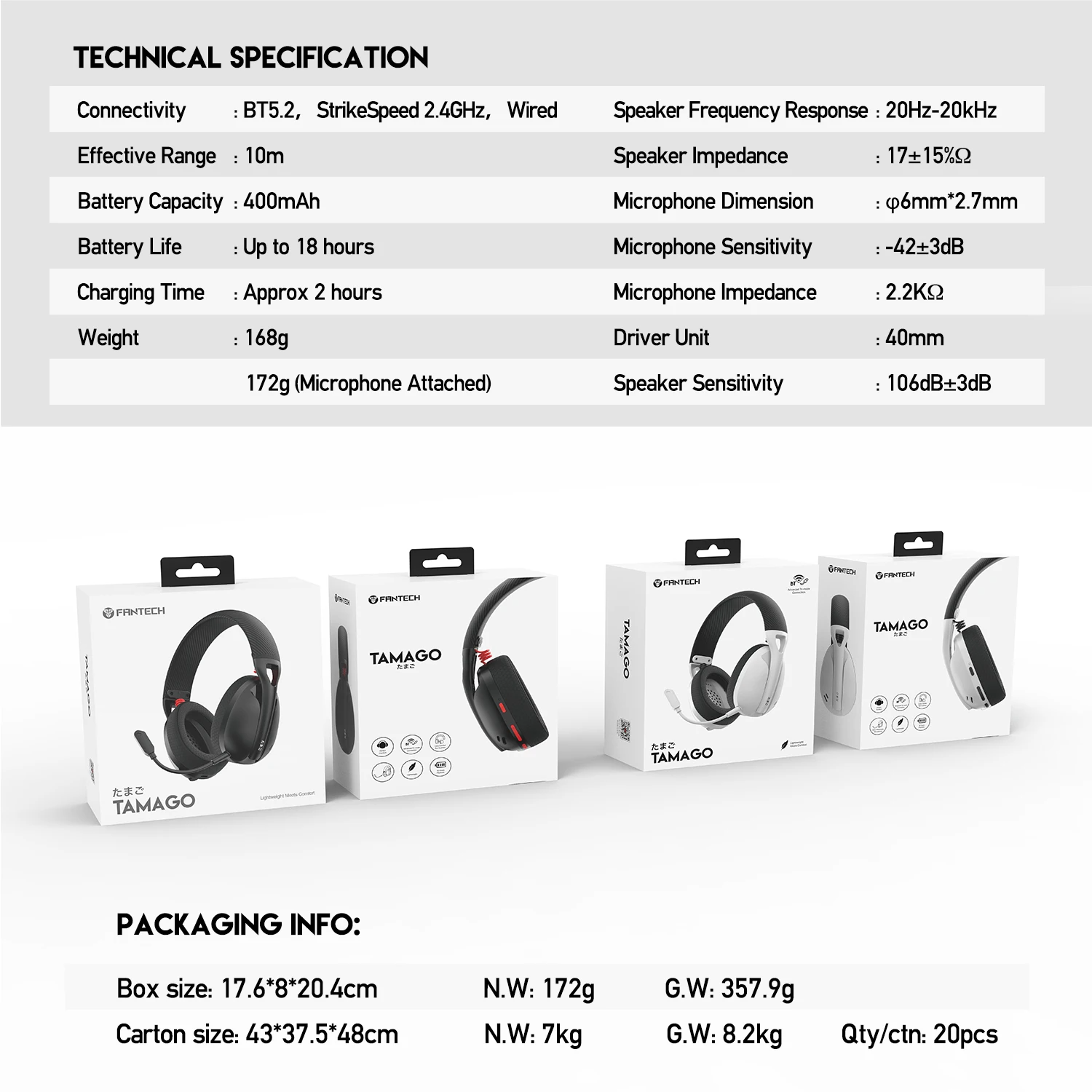 Fantech Tamago Tri Mode WHG01 Lightweight Wireless Bluetooth Headset_img_2