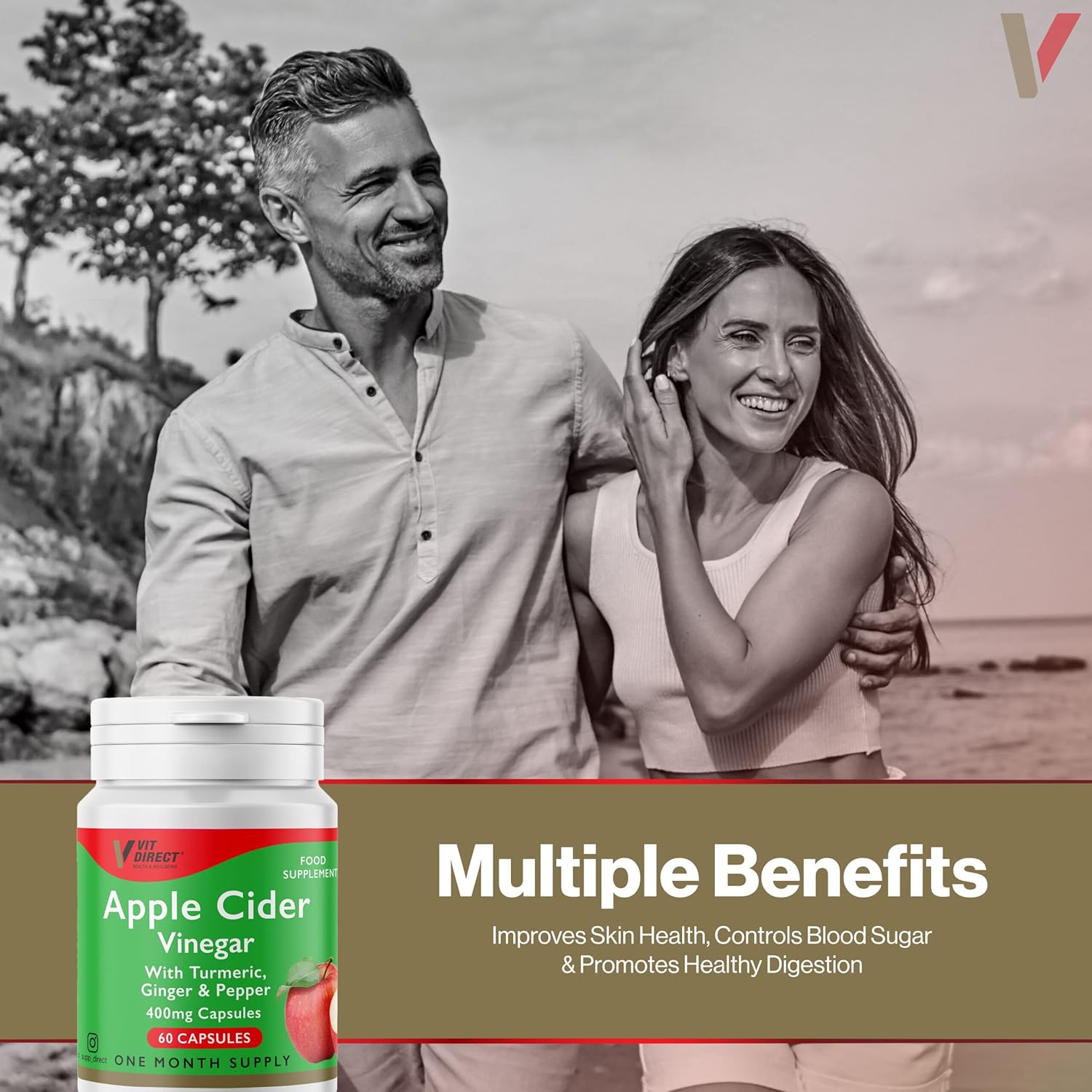 Apple Cider Vinegar With Turmeric, Ginger & Pepper 400mg 60 Capsules - Made in UK_img_1