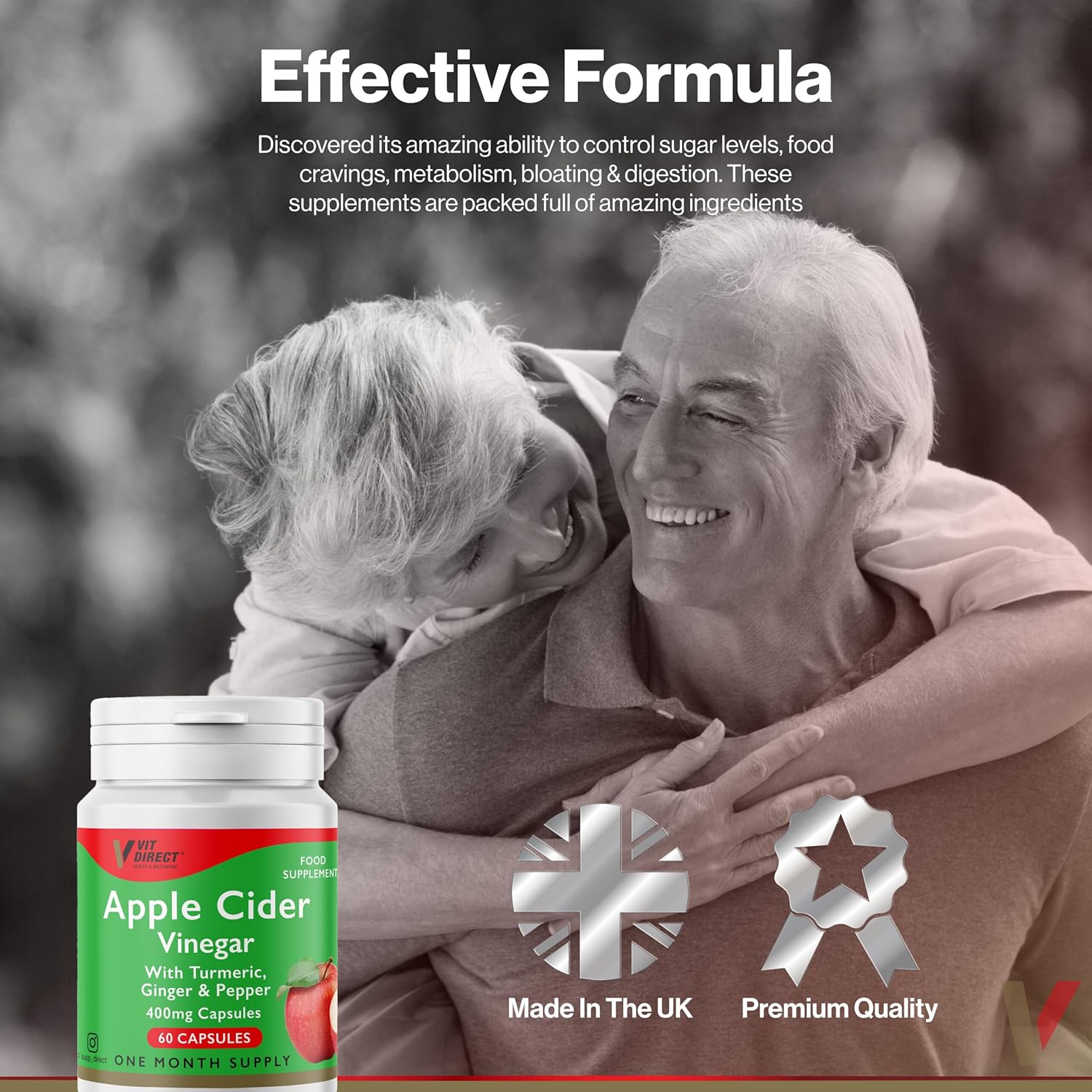 Apple Cider Vinegar With Turmeric, Ginger & Pepper 400mg 60 Capsules - Made in UK_img_2