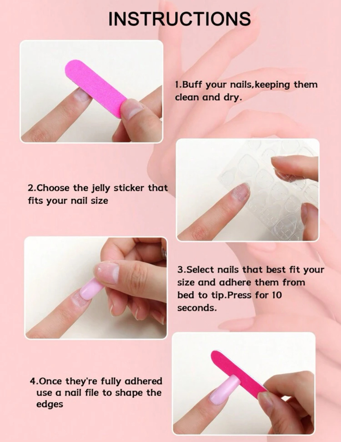 24PCS Short Nails White French TipsMedium Square Press On Nails 3dButterfly Rhinestone Fake Nails For Women And Girls_img_2