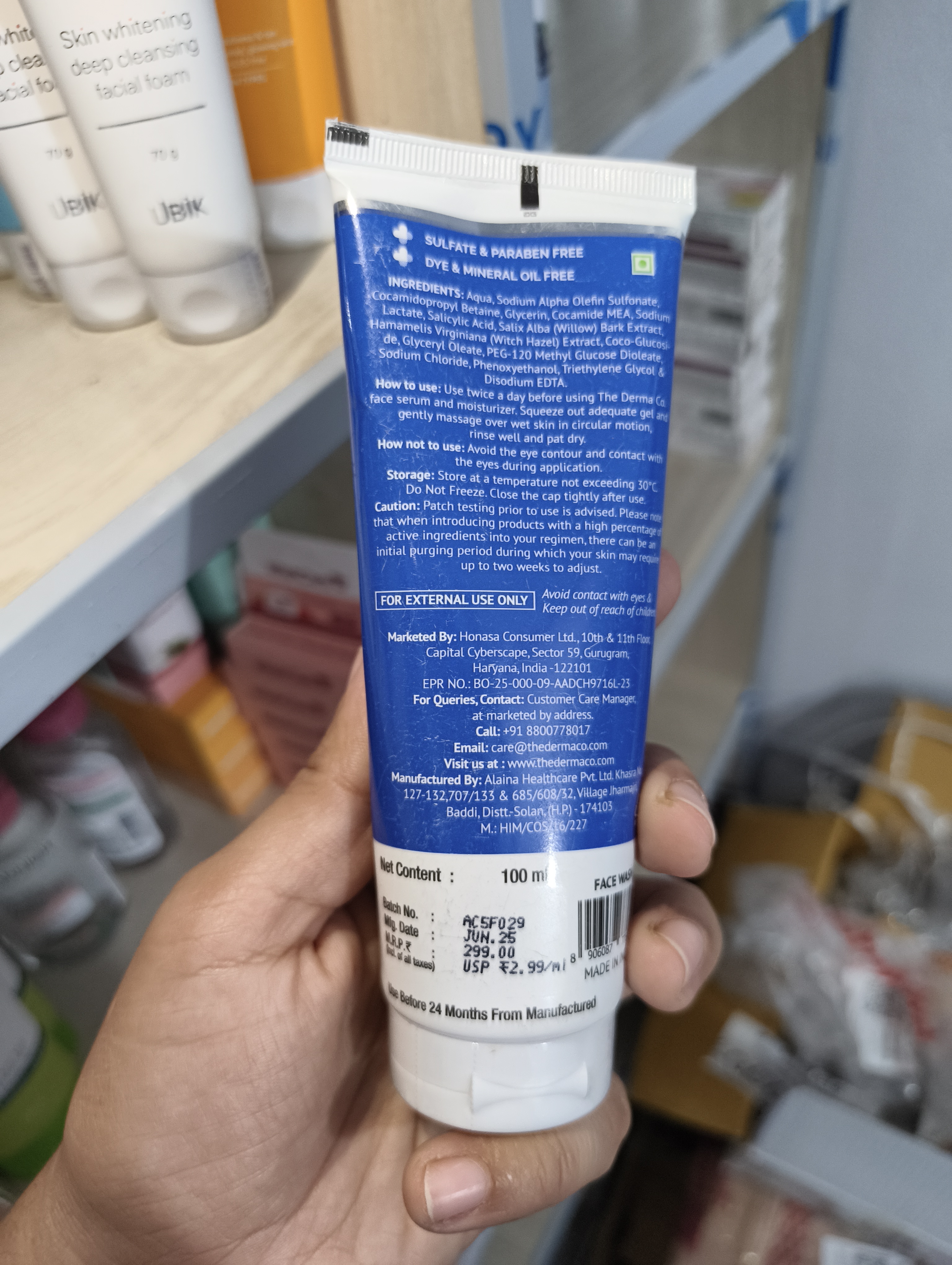 Derma co 1% Salicylic Acid Gel Daily Face Wash 100ml_img_2