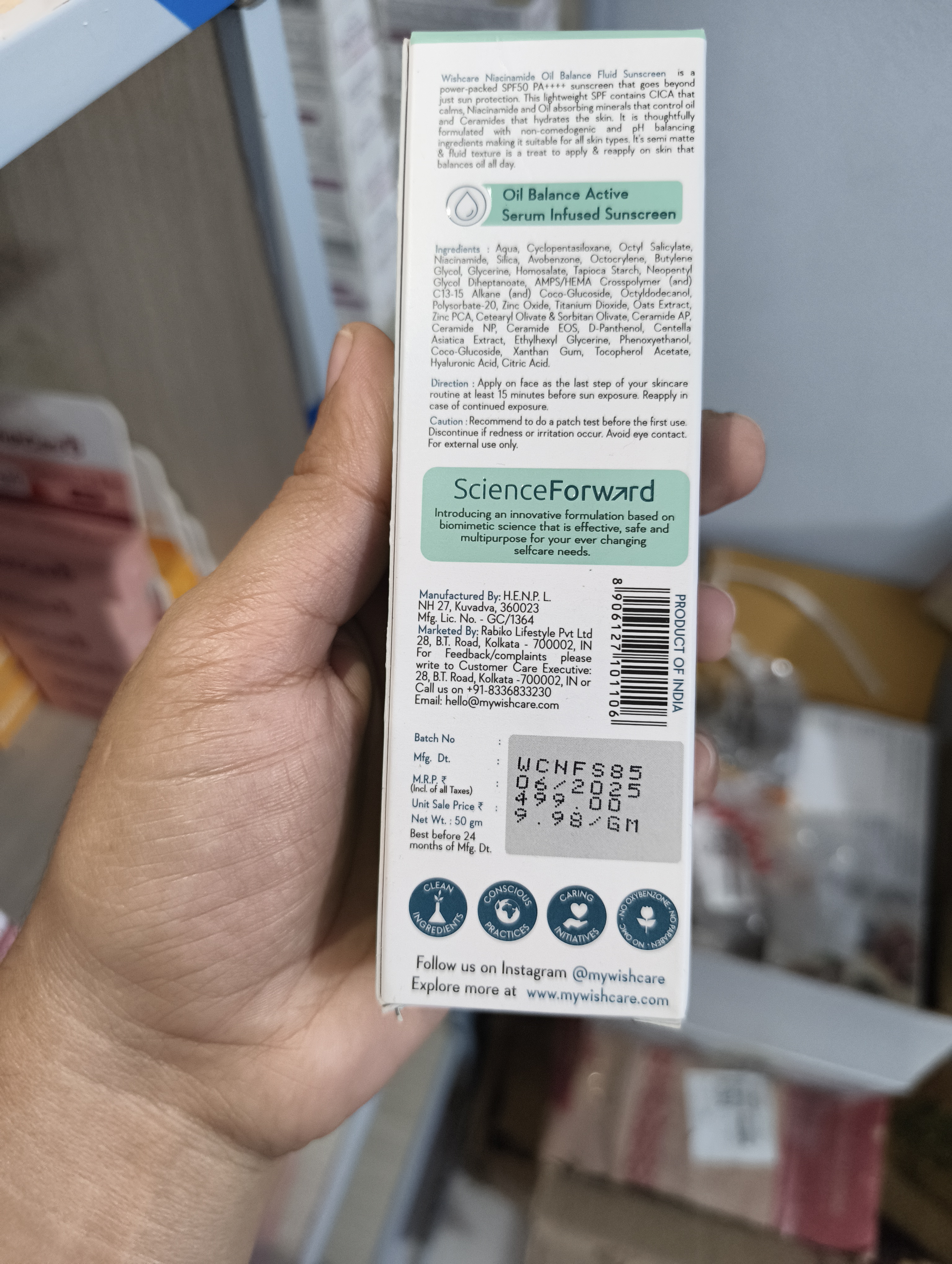 Wishcare 5% Niacinamide Oil Balance Fluid Sunscreen | SPF50 PA++++ 50g_img_2