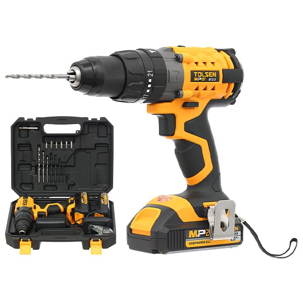 TOLSEN 87215 20V LI-ION Cordless Impact Drill / Screwdriver with Battery, Charger and 15pcs Accessories, ( Screwdriving / Drilling / Impact drilling ); Model 87215_img_5