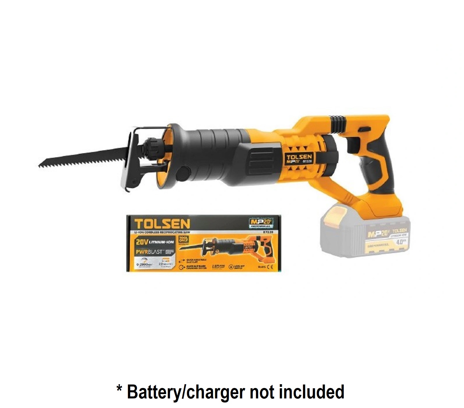 TOLSEN 87228 20V Li-ion Cordless Reciprocating Saw ( Battery/charger not included ); Model: 87228_img_1