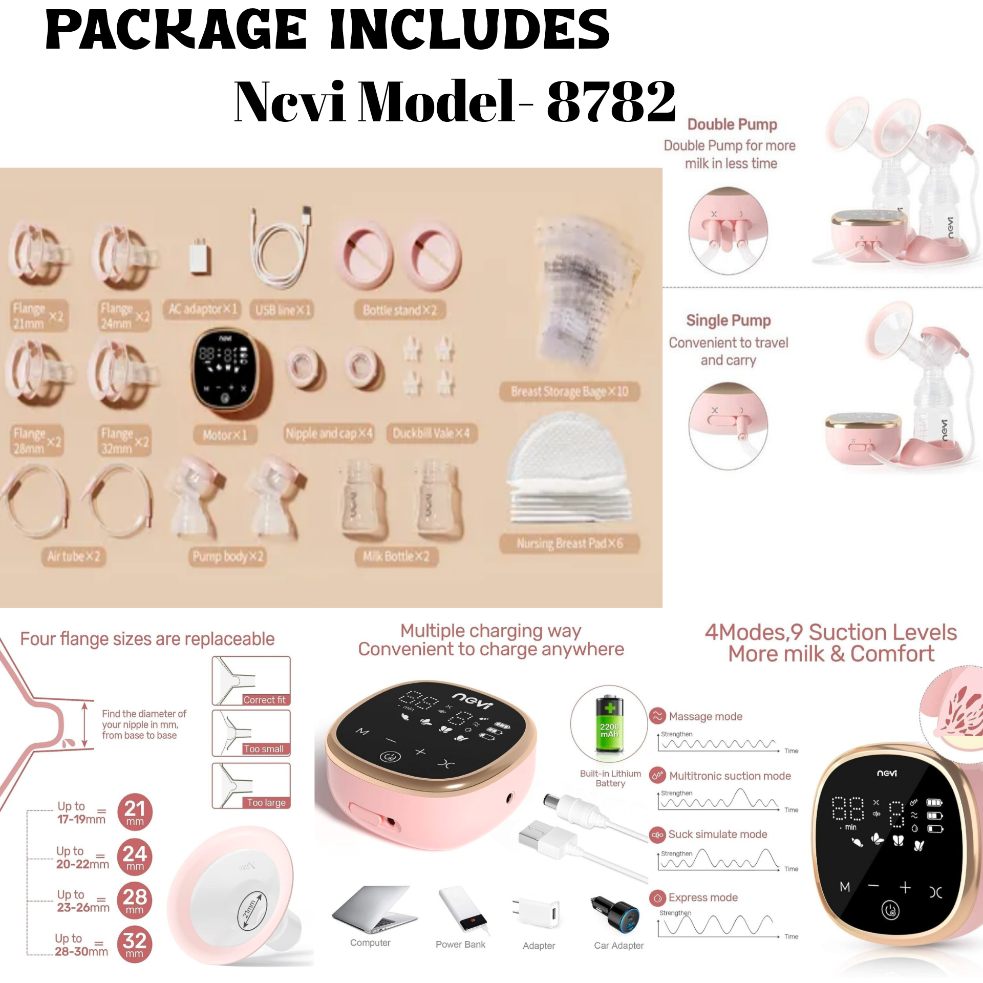 Ncvi double electric breastpump, Model-8782_img_9