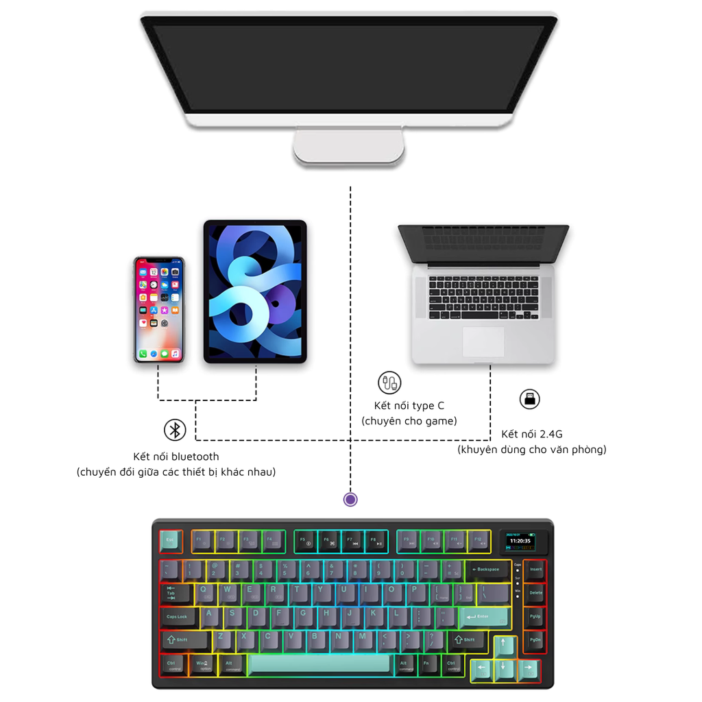 MONKA 3075 PRO V2 Tri Mode RGB Hotswappable Mechanical Keyboard_img_1