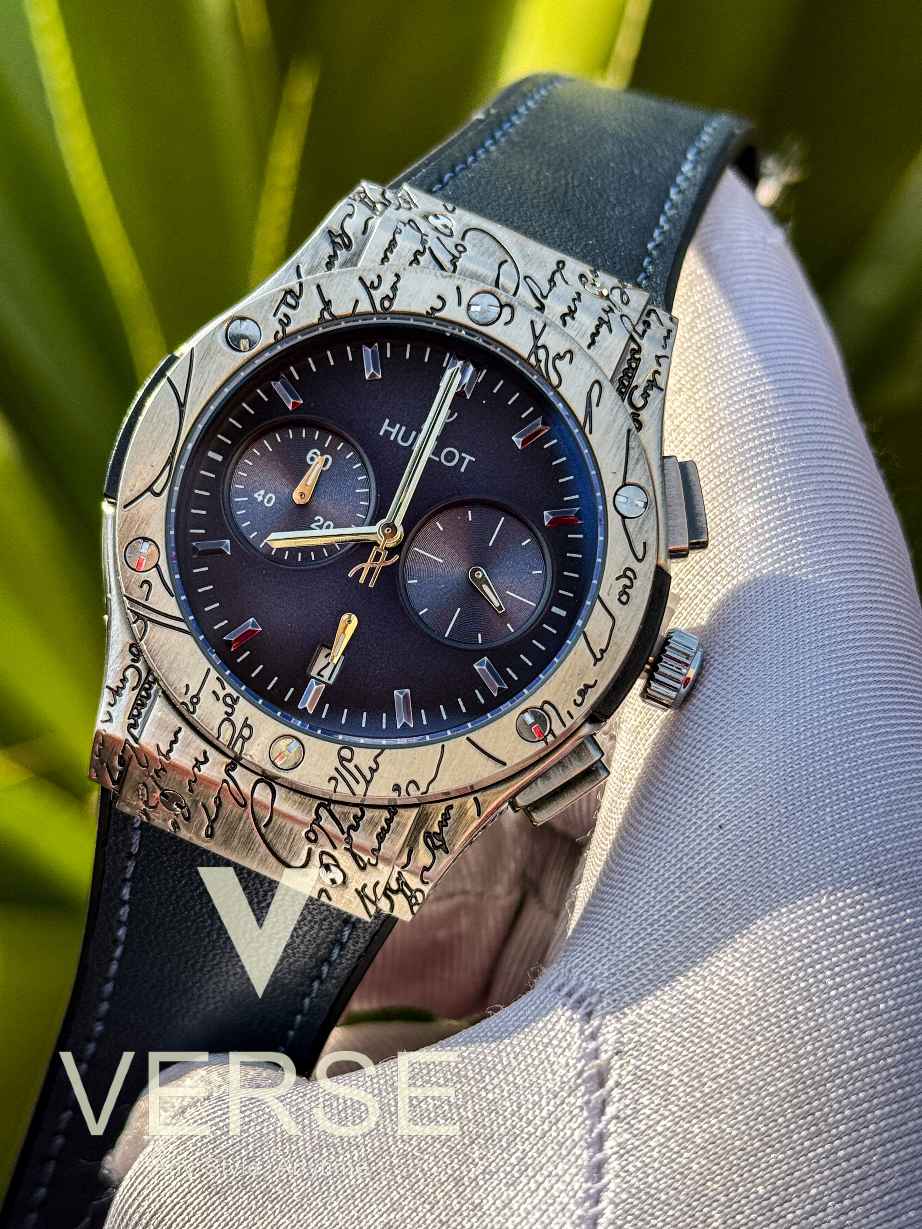 Hublot Engraved Silver blue