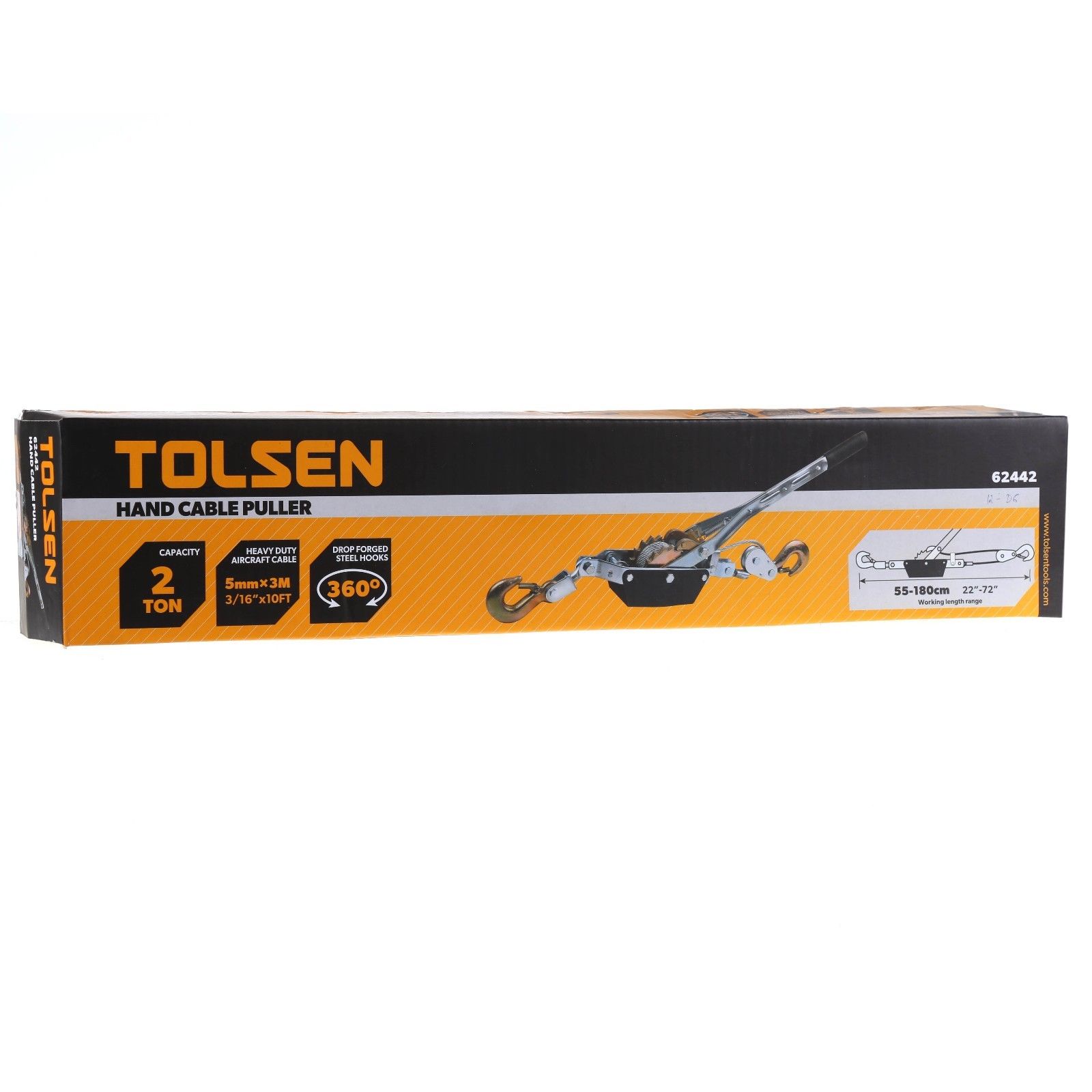 Tolsen Hand Cable Puller with 2 Hooks Double Rachet Wheels 2 Ton Model: 62442_img_3