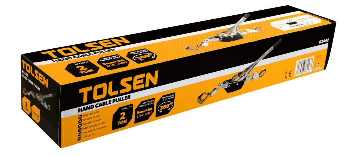 Tolsen Hand Cable Puller with 2 Hooks Double Rachet Wheels 2 Ton Model: 62442_img_5