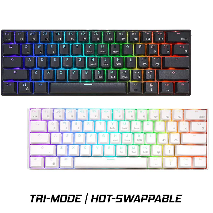 (Sold Out) ROYAL KLUDGE RK61 Tri Mode RGB HOTSWAPPABLE – White / Black_img_0