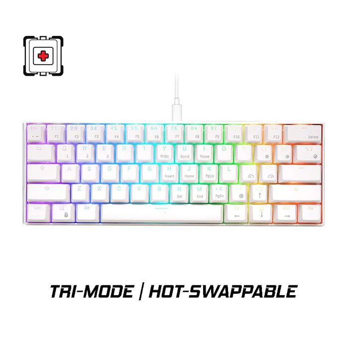 (Sold Out) ROYAL KLUDGE RK61 Tri Mode RGB HOTSWAPPABLE – White / Black_img_1