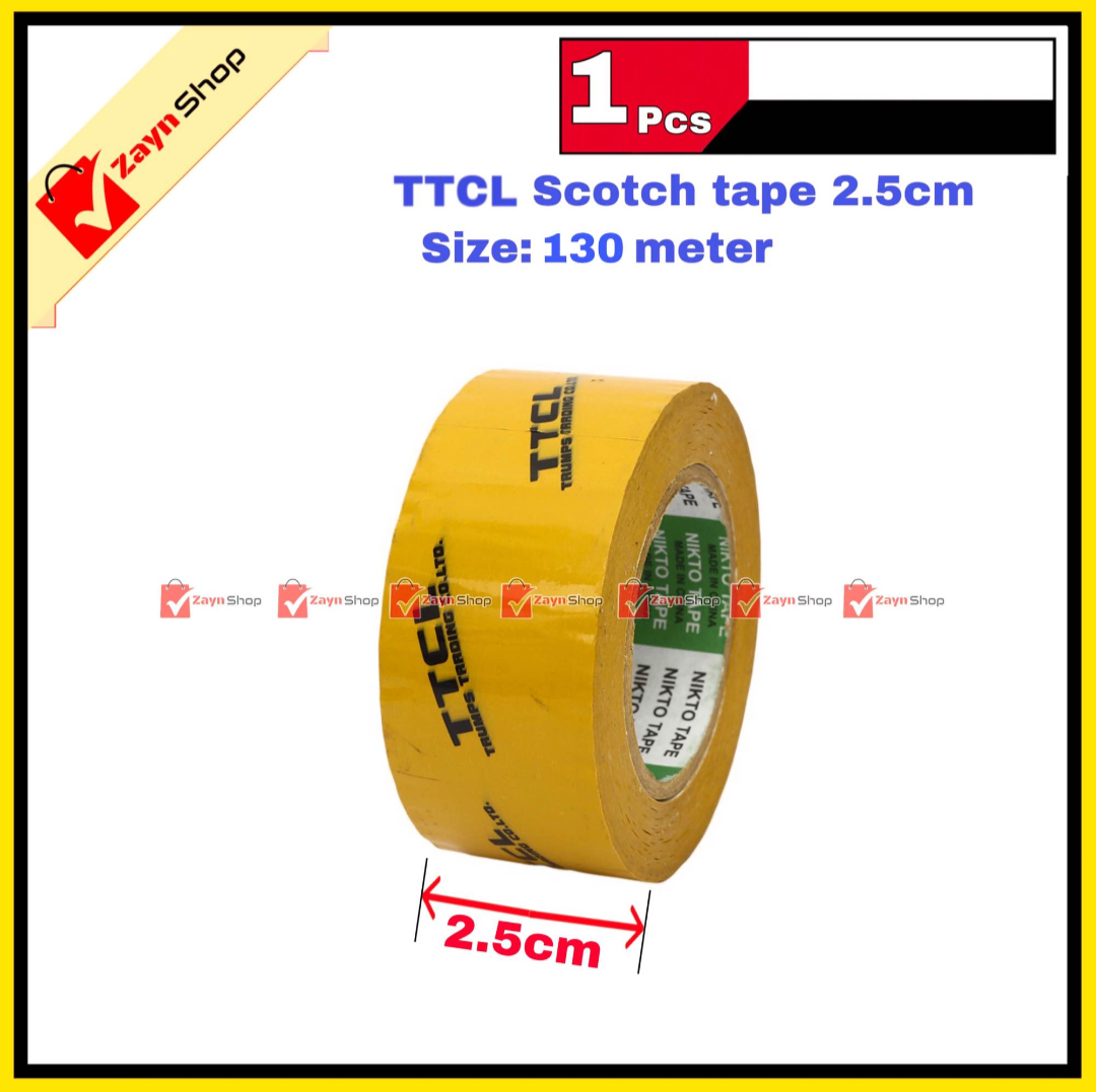 Scotch Tape Yellow TTCL 2.5cm wide Big Size 130 meter 1 pcs_img_0