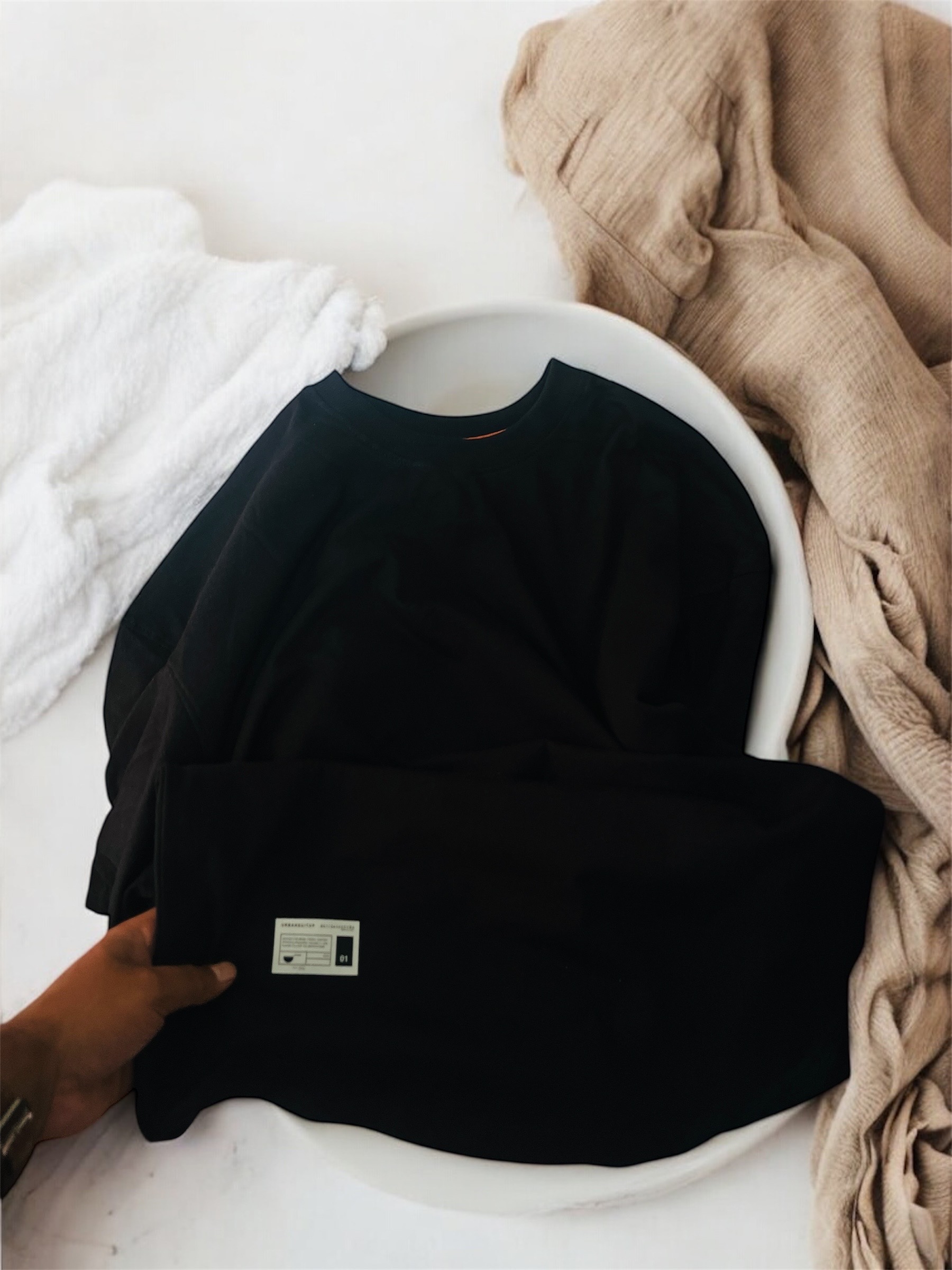 Black oversized t-shirt- text font 190 gsm_img_3