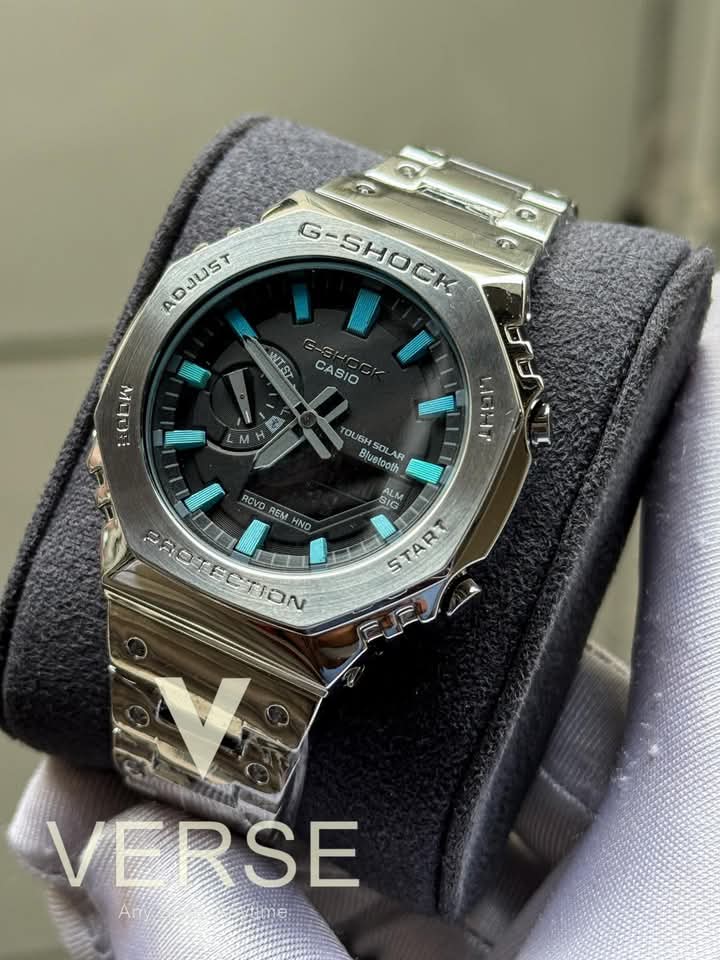 Gshock GA2100 chain grey dial blue digits