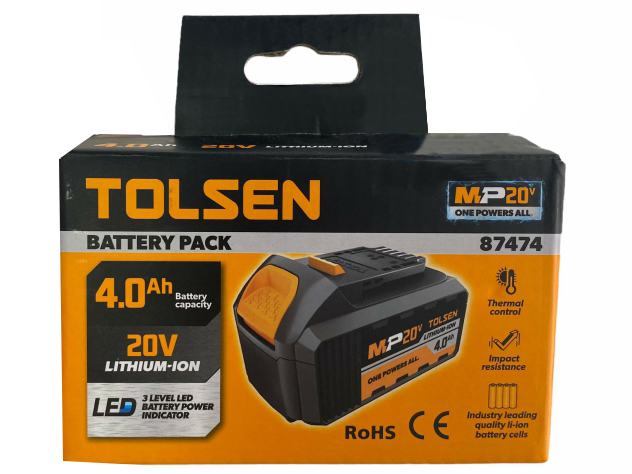 TOLSEN 87360, 14" Cordless Chainsaw with 2pcs 4.0Ah, 20V Li-ion Battery and Charger 87360+87474+87486_img_4